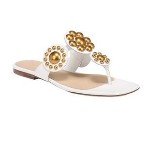 Veronica Beard - Minari Slip On T Strap Embellished Slide Sandals Sz 8